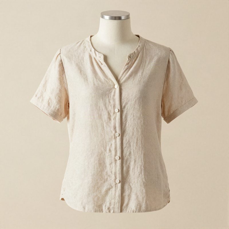 Blusa de lino manga corta